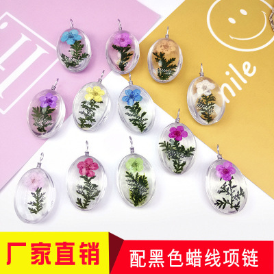 Factory Direct Sales Original Natural Dried Peach Blossom Simple Necklace Handmade Specimen Time Stone Fresh Travel Stall