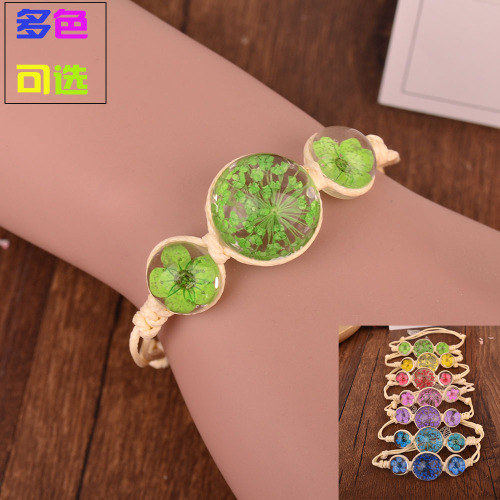 mori scenic spot real flower bracelet eternal flower hand-woven snow beads flower narcissus hand jewelry starry white