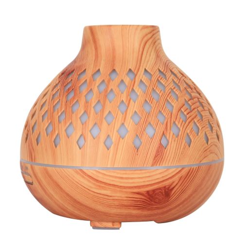 foreign trade exclusive for 400ml light wood grain diamond hollow remote control type essential oil diffuser mini ultrasonic aroma diffuser