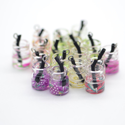 Creative Mini Small Sized Simulation Fruit Bottle Korean Earrings Juice Accessories Glass Cup Decorative Pendant Personality