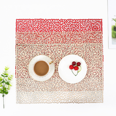 European-Style Simple PVC Hollow Placemat Gilding Heat Proof Mat Cafe Placemat Waterproof Gasket Rectangular Hollow Placemat