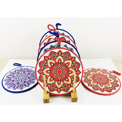 Bohemian Style Series round Hang Rope Table Mat Cup Mat Ceramic Cork Support Customized Factory Direct Sales