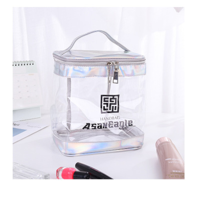 2020 Korean Cosmetic Bag Ladies bag PVC transparent Wash gargle bag round bucket handbag large capacity bucket bag wholesale