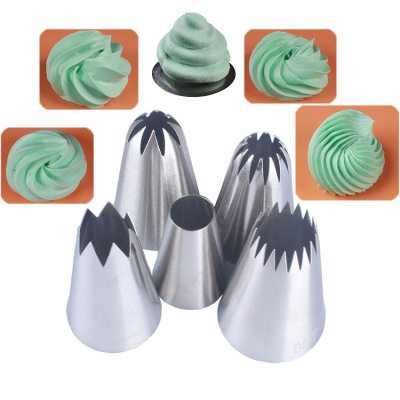 5 pieces set with large spout, pastry pastry, cream and pastry, made of stainless steel, 5 PCS