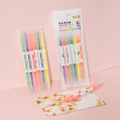 Creative Double-Headed Mark Fluorescent Pen Students Use Color Rough Stroke Key Light Color Marker Candy Color Hand Account Pen