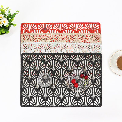Hollow Rectangular PVC Fashion Placemat Coffee Pad Customizable Pattern