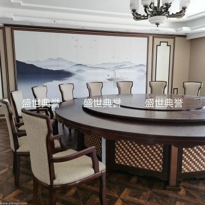 Hebi five-star hotel luxury box real wood electric table custom high-end club new Chinese real wood table