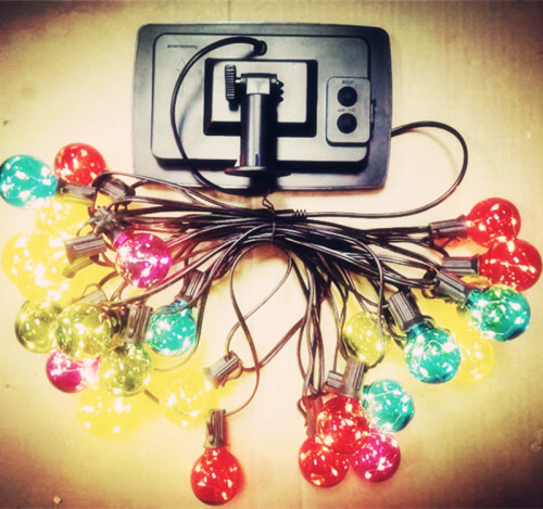 foreign trade exclusive for g40 solar energy copper coil light chains 5led 5v color plastic shell 4 function decorative string lights