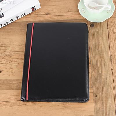New Direct Selling High quality Faux Leather Office Folder with Calculator Zip Manager Clip Custom Logo