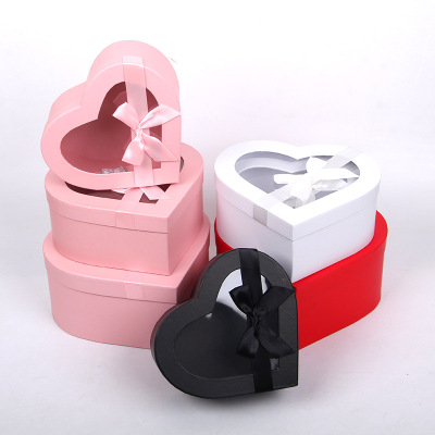 F: Manufacturer SPOT PVC transparent heart-shaped Flower box Surprise gift Box with window hand gift customization box