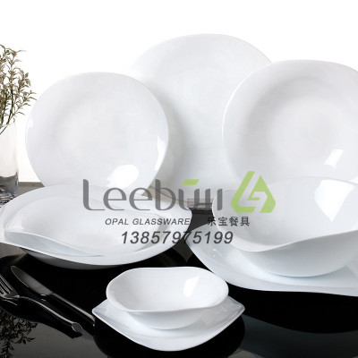 OPAL GLASSWARE tempered glass tableware White jade porcelain OPAL glass tri-leaf series