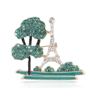 Innovative Green Pine has Eiffel Tower, brooch sweater and accessories pin