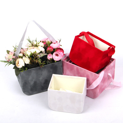 Flower Road diamond Flannelette Portable Flower box Creative Rectangular Bouquet gift box Flower box