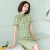 Women's dress summer cotton checked Cheongsam short-sleeved retro slim mid-length girls cheongsam improved dress