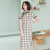 Women's dress summer cotton checked Cheongsam short-sleeved retro slim mid-length girls cheongsam improved dress