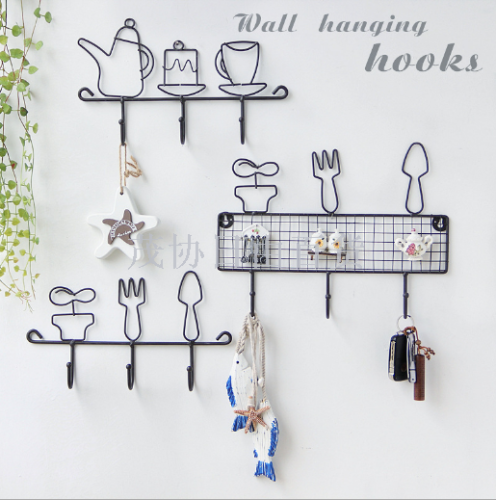 nordic style simple iron key hook storage rack creative doorway wall surface wall coat hook decorations