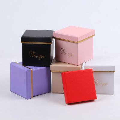 A Small Square jewelry box, hot stamping, floral print 8x8 Small gift box, Valentine's Day Gift Box, multicolored Box