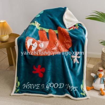 Children lamb wool blanket wholesale office extra thick double flannel small blanket foreign trade lamb wool blanket