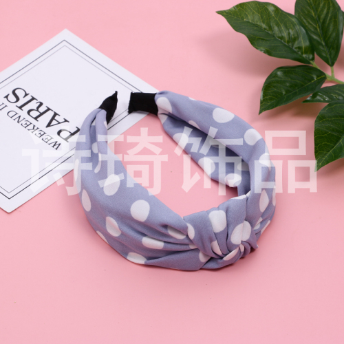 simple two-color dot pattern european and american style popular versatile hair band middle knotted design wide-brimmed headband headband