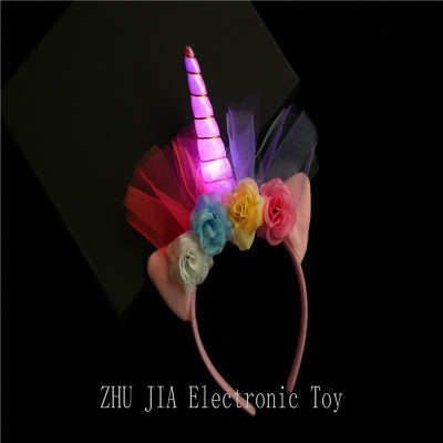 Flash Unicorn Hair Band LED Glow Hair Clip Toy Cartoon Pony Polly 2020 Sales Hot Style