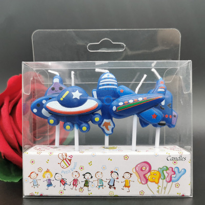 Factory Direct Sales Boys and Girls Cartoon Toy Shape Party Cake Candle Spaceship Modeling Birthday Candle