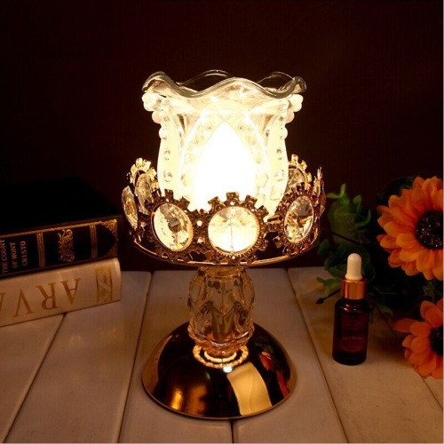 foreign trade exclusive for high-end gold plating frosted pearl petals ceremony europe crystal lamp hot sale fragrance lamp b4285