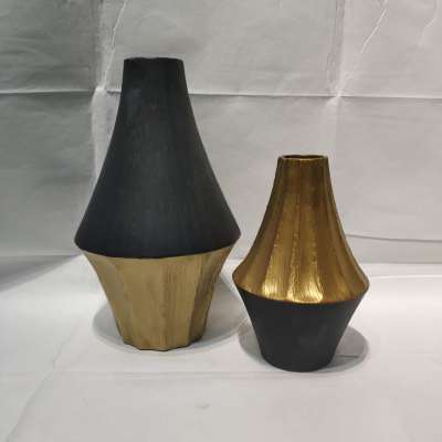 Craft CERAMIC furnishing Light Luxury Electroplated paper, High Temperature Painted Gold Flower Vase