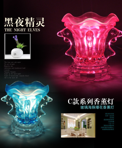 foreign trade exclusive fashion lamp plug-in fragrance lamp crystal small night lamp new exotic dolphin lamp c0448