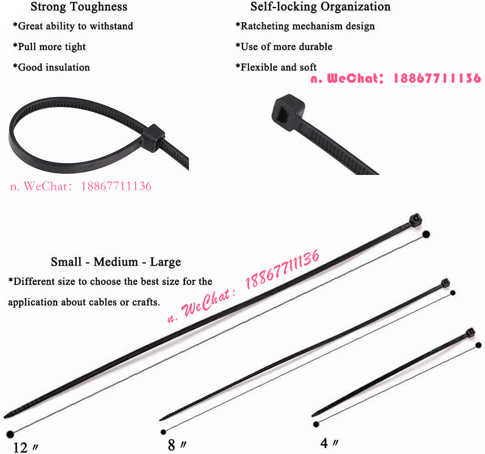 Cable Zipper tie 20.32cm multi-functional heavy duty nylon zipper tie strap multi-purpose nylon zipper tie strap