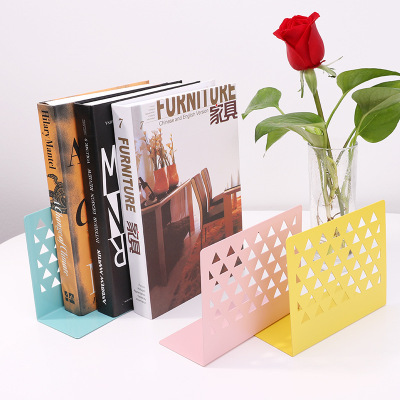 Book Stand simple Desk Student Books by Telescopic Creative Book Folder Small Fresh and simple Nordic Style Iron Art Book block