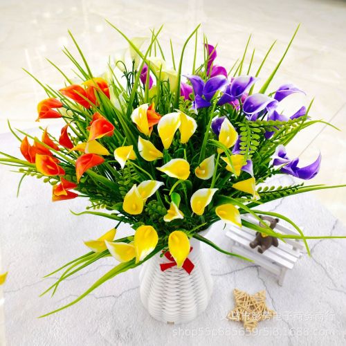 artificial plant artificial flower 7 fork spring grass calla lily artificial bouquet outdoor fence decoration simulation artificial flower wholesale