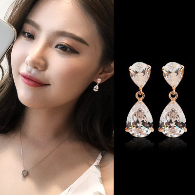 Factory Direct Sales Korean Temperamental Long Eardrops Women's Japanese and Korean Sweet Fashion Ear Studs Earrings Ear Rings