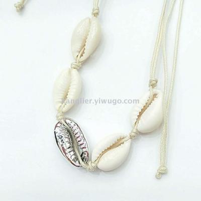 Shell simple anklets female European and American Ins holiday colorful braid decorative bare feet chain accessories