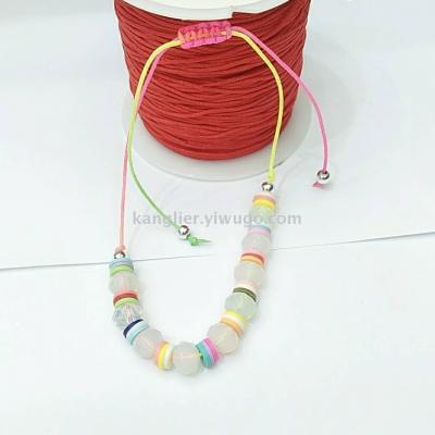 Crystal simple anklets female European and American Ins holiday colorful woven decorative bare foot chain accessories