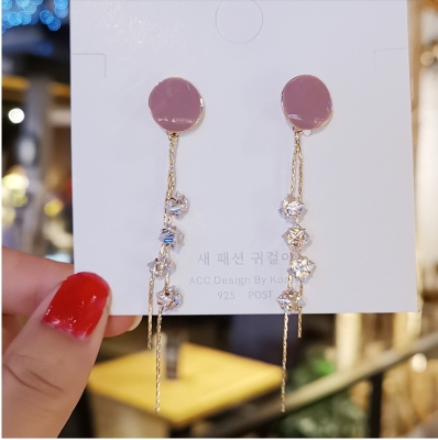 New fashion Women net Red style South Korea Long Sterling silver Earrings