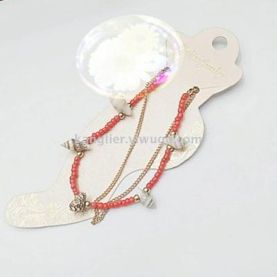 Shell simple anklets female European and American Ins holiday colorful rice beads decorated bare feet chain accessories