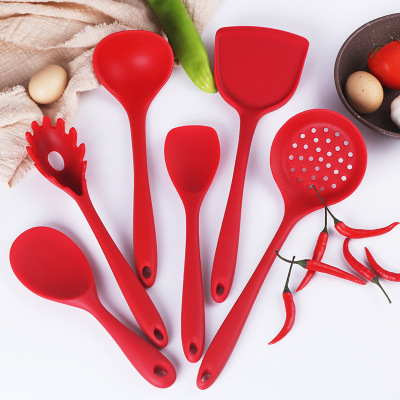 Kitchen silica gel set hanging hole Design receive creative powder non-stick pan Spatula set of 7 pieces