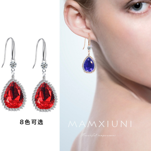 new earrings hot selling temperament earrings fresh earrings artificial crystal super flash crystal eardrops factory direct sales
