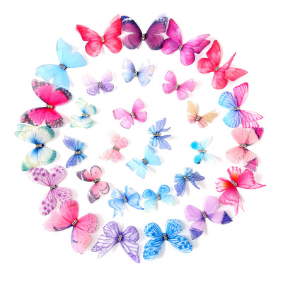 DIY accessories Double layer yarn butterfly 3D Tulle butterfly weighed on European, American, Japanese and Korean emerald