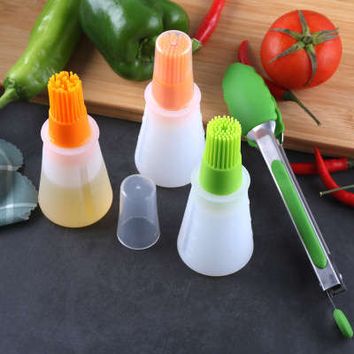 DIY non-depilating silica gel BBQ Brush, high temperature resistant and easy to clean oil Brush, baking BBQ oil bottle and protoplasmic shell Brush