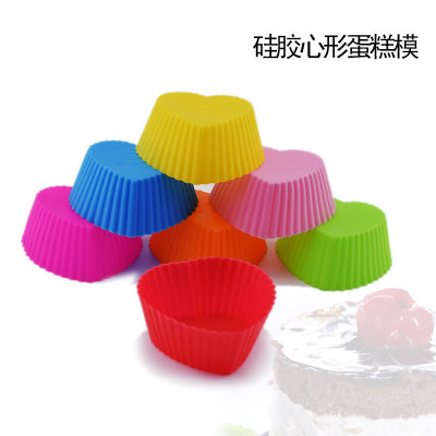 7cm silica gel hearts-shaped muffin Cup Making Careful cupcake diy Mold Baking tool 8g silica gel cake Custard Tart