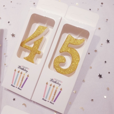 Gold-Plated Powder Smokeless Digital Candle Wholesale Creative Diy0-9 Baby Full-Year Birthday Cake Candle