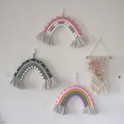 Medium Nordic Rainbow Handmade Woven Pendant Ins Decorative Pendant Kindergarten Children's Room Window Wall Decoration