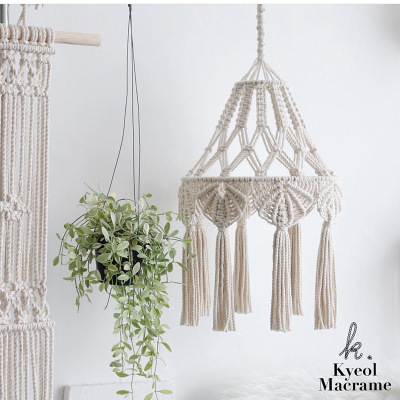 INS Korean Hand-Woven Lampshade Bohemian Woven Hanging Pendant Living Room Bedroom B & B Model Decoration