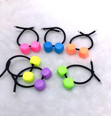 South Korea Hot style fluorescent color Frosted Beads on both sides of the rope hair Rope Joker tie Hair Rubber band set hair hoop