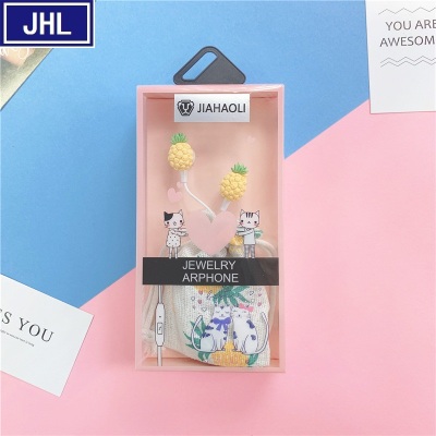 New fruit series small earphones in-ear cartoon earplugs with a voice label with a storage bag selling well.