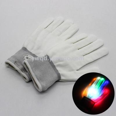 Factory Direct Sales Amazon Hot Sale LED Luminous Gloves Adult Bar KTV Colorful Glitter Halloween Gloves