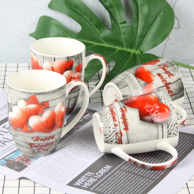 6547 Love Heart Couple's Cups Creative Personalized Trend New Fashion Water Cup Ceramic Mug Valentine's Day Drum Cup