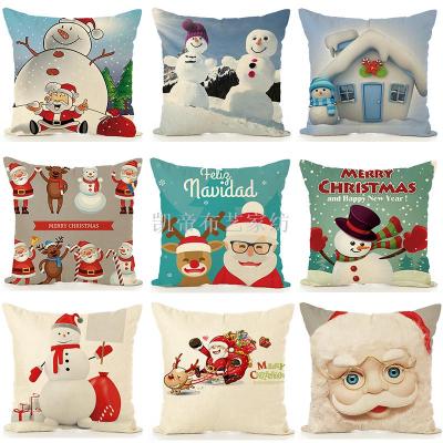 Christmas 2020 New cotton and linen pillow Cases Wholesale Cartoon Printing Square pillow Cases household covers