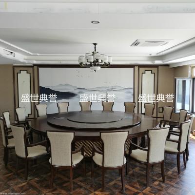 International Hotel new Chinese style solid wood dining room luxury box imitation leather solid wood dining chair